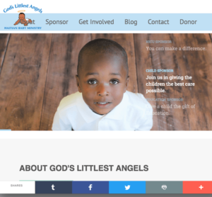 god's little angles website screen capture showing young child
