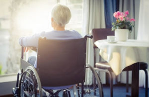 healthcare represented by senior woman in wheelchair